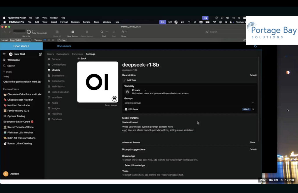 Slide 6, showing the settings page of Ollama AI and which permissions can be curated to personal taste